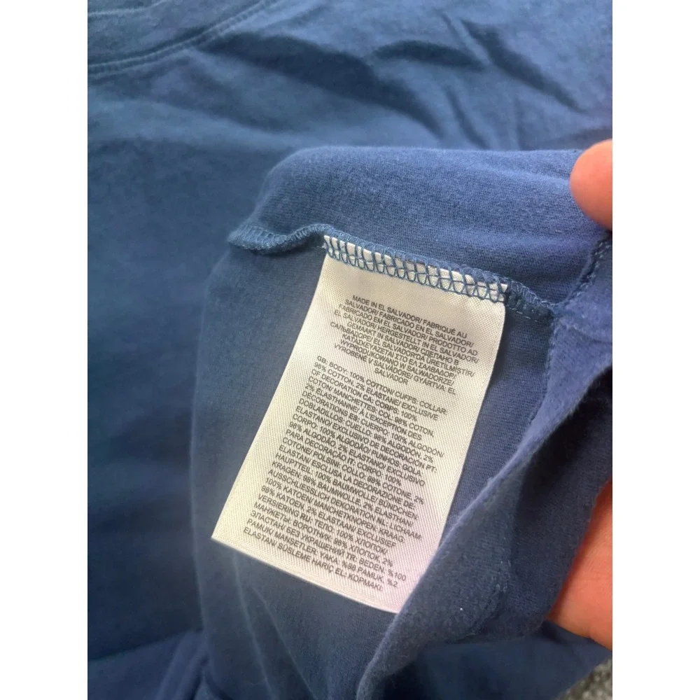 The North Face Long Sleeve Shirt Mens Large Blue Mountain Graphic Tee 67065